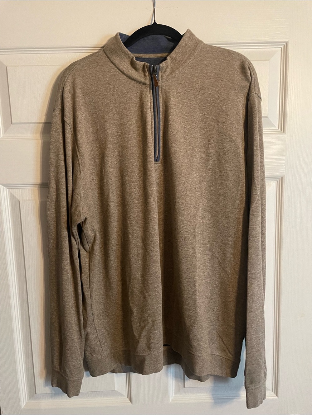Johnnie O Sweater Mens XXLarge XXL Light Brown 1/4 Zip Fleece Pullover Golf